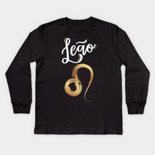 Leo zodiac style Kids Long Sleeve T-Shirt